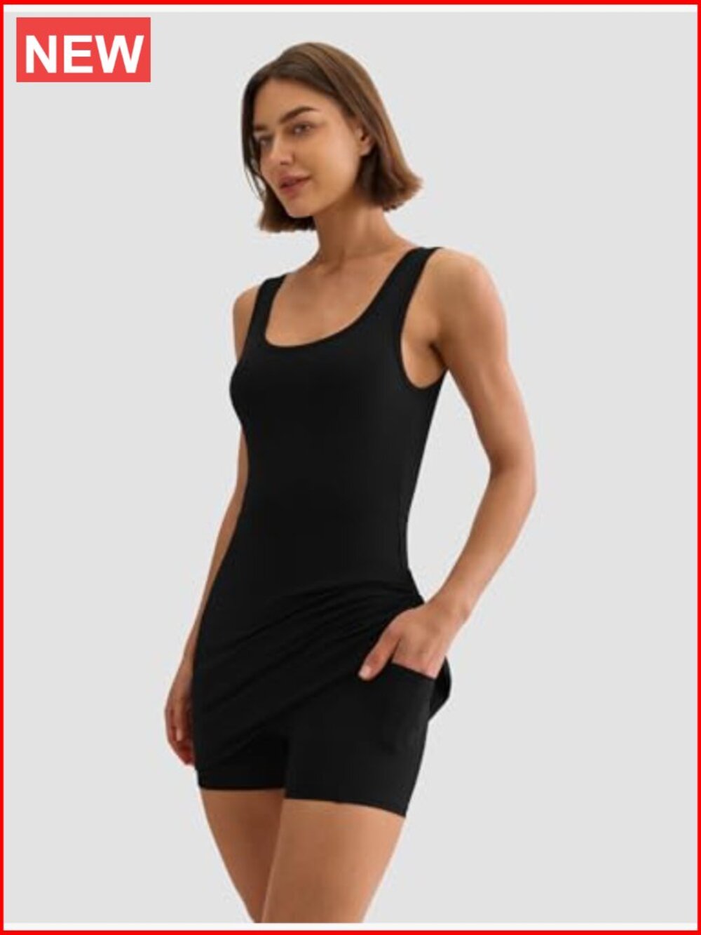 Women's Athletic Dress with Built-in Shorts and Pockets Tennis Golf Workout - Picture 4 of 7